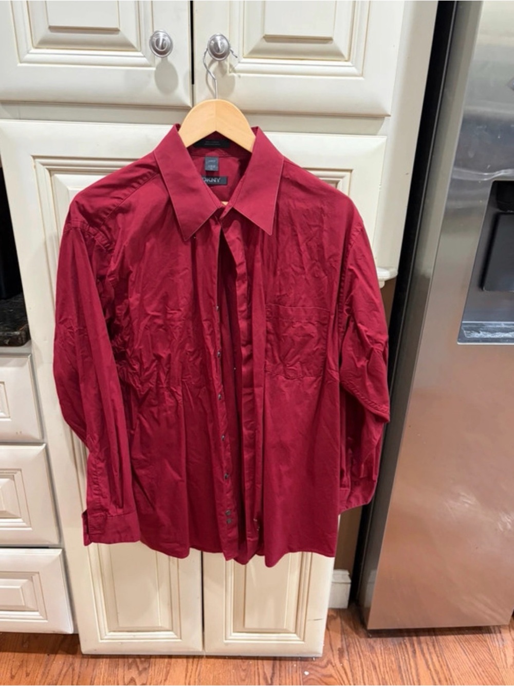 DKNY Men’s Deep Red Long-Sleeve Dress Shirt
